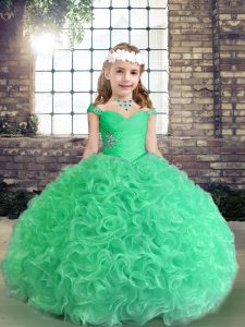Top Selling Sleeveless Beading Lace Up Little Girls Pageant Dress Wholesale