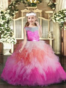  Ball Gowns Little Girls Pageant Gowns Multi-color Scoop Tulle Sleeveless Floor Length Backless