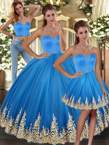 Eye-catching Sleeveless Lace Up Floor Length Embroidery Sweet 16 Quinceanera Dress