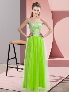 Unique Yellow Green Prom Dresses Prom and Party with Beading Sweetheart Sleeveless Lace Up