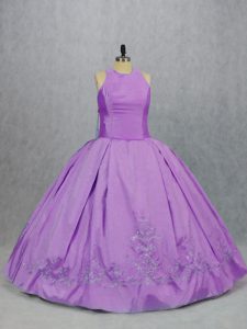 Sweet Lilac Sweet 16 Quinceanera Dress Sweet 16 and Quinceanera with Embroidery Scoop Sleeveless Zipper