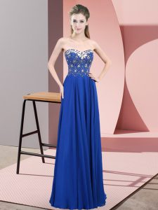 Admirable Sweetheart Sleeveless Zipper Prom Party Dress Blue Chiffon