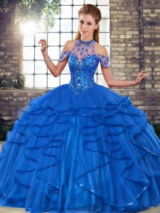 Chic Floor Length Ball Gowns Sleeveless Royal Blue Quinceanera Dresses Lace Up