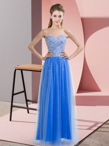 Suitable Sleeveless Lace Up Floor Length Beading Prom Party Dress