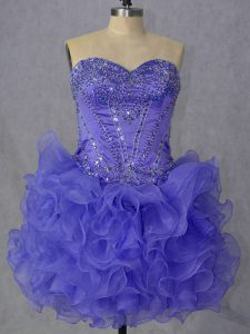  Sleeveless Beading and Ruffles Lace Up Prom Dress