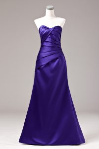  Floor Length Lace Up Purple for Prom and Party and Military Ball with Ruching