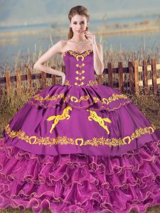 Cheap Purple 15th Birthday Dress Sweetheart Sleeveless Brush Train Lace Up