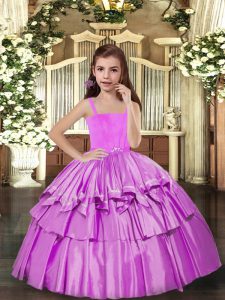 Custom Made Sleeveless Floor Length Pageant Gowns For Girls and Ruffled Layers