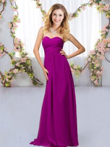 Top Selling Purple Criss Cross Quinceanera Dama Dress Beading Sleeveless Floor Length