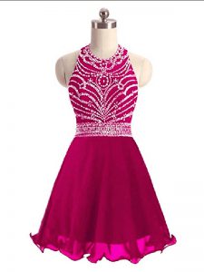  Halter Top Sleeveless Chiffon Prom Gown Beading Lace Up