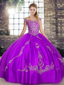Attractive Tulle Sleeveless Floor Length Quinceanera Gown and Beading and Embroidery
