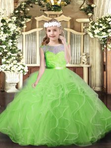 Hot Sale Scoop Backless Lace and Ruffles Little Girl Pageant Gowns Sleeveless