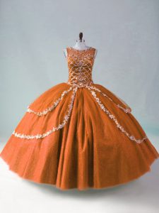  Rust Red Sweet 16 Dresses Sweet 16 and Quinceanera with Beading and Appliques Scoop Sleeveless Zipper