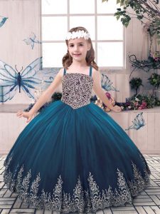  Sleeveless Beading and Embroidery Lace Up Girls Pageant Dresses