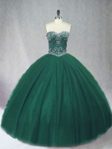  Floor Length Ball Gowns Sleeveless Dark Green Sweet 16 Dresses Lace Up