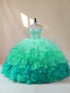  Multi-color Sleeveless Organza Lace Up 15th Birthday Dress for Sweet 16 and Quinceanera