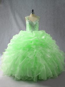 Exceptional Sleeveless Floor Length Beading and Ruffles and Pick Ups Zipper Sweet 16 Quinceanera Dress with 