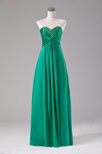 Noble Floor Length Green Prom Party Dress Chiffon Sleeveless Beading