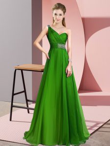 Green Empire Beading Prom Dresses Criss Cross Chiffon Sleeveless