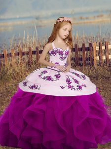  Floor Length Ball Gowns Sleeveless Fuchsia Little Girls Pageant Dress Wholesale Lace Up