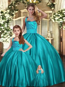  Teal Lace Up Halter Top Ruching Ball Gown Prom Dress Satin Sleeveless