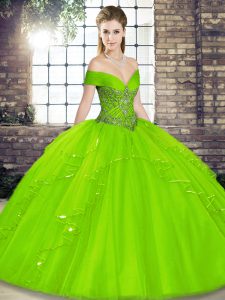  Tulle Sleeveless Floor Length Quinceanera Gown and Beading and Ruffles