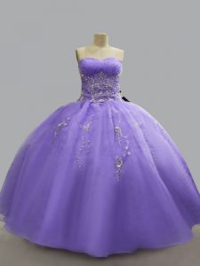 Captivating Floor Length Lavender 15 Quinceanera Dress Organza Sleeveless Beading