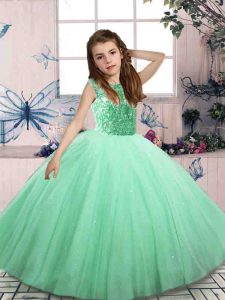  Tulle Sleeveless Mini Length Little Girls Pageant Dress Wholesale and Beading