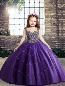 Fantastic Sleeveless Beading Lace Up Little Girl Pageant Gowns