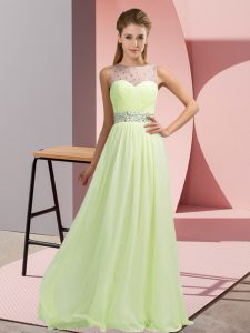 Stunning Chiffon Sleeveless Floor Length Prom Evening Gown and Beading