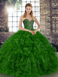 Best Selling Floor Length Ball Gowns Sleeveless Green Quinceanera Dresses Lace Up