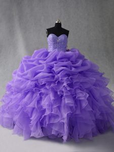 Best Selling Lavender Sweetheart Lace Up Beading and Ruffles Quinceanera Dress Sleeveless