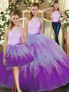  Ruffles Quinceanera Dresses Multi-color Backless Sleeveless Floor Length