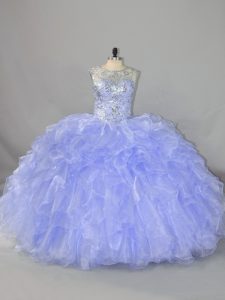  Floor Length Ball Gowns Sleeveless Lavender Sweet 16 Dress Lace Up
