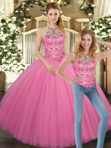 Fabulous Sleeveless Lace Up Floor Length Embroidery 15 Quinceanera Dress