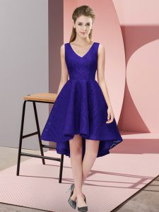  Lace Damas Dress Purple Zipper Sleeveless High Low