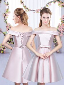  Sleeveless Bowknot Lace Up Quinceanera Court of Honor Dress