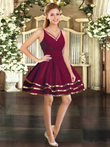 Flare Mini Length Ball Gowns Long Sleeves Burgundy Prom Dresses Backless