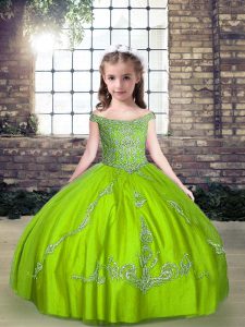  Sleeveless Tulle Lace Up Little Girl Pageant Dress for Party and Wedding Party
