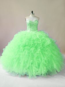  Floor Length Quince Ball Gowns Sweetheart Sleeveless Lace Up