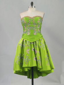 Eye-catching Olive Green Lace Up Sweetheart Embroidery Prom Gown Sleeveless