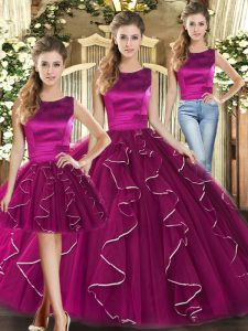 Elegant Sleeveless Ruffles Lace Up 15 Quinceanera Dress
