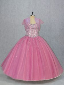Luxurious Sleeveless Lace Up Floor Length Beading 15th Birthday Dress