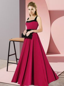 Glamorous Fuchsia Sleeveless Floor Length Belt Zipper Quinceanera Dama Dress