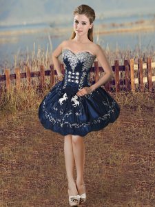 Custom Made Mini Length Navy Blue Prom Party Dress Sweetheart Sleeveless Lace Up