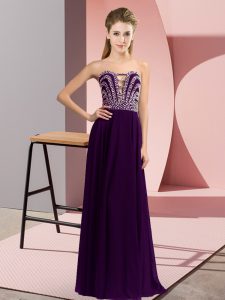 Wonderful Floor Length Dark Purple Prom Gown Sweetheart Sleeveless Lace Up