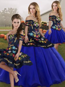 Edgy Floor Length Ball Gowns Sleeveless Royal Blue Quinceanera Gown Lace Up