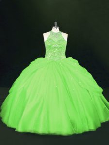 Custom Fit Sleeveless Floor Length Beading Lace Up Quinceanera Dresses