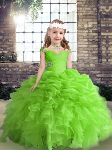  Floor Length Ball Gowns Sleeveless Kids Formal Wear Lace Up