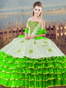 Delicate Floor Length Green Quinceanera Gown Sweetheart Sleeveless Lace Up